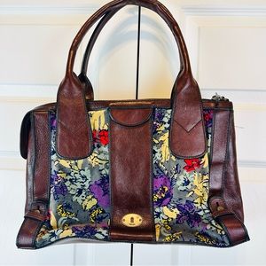 Fossil Long Live Vintage Leather Velvet Floral Bag